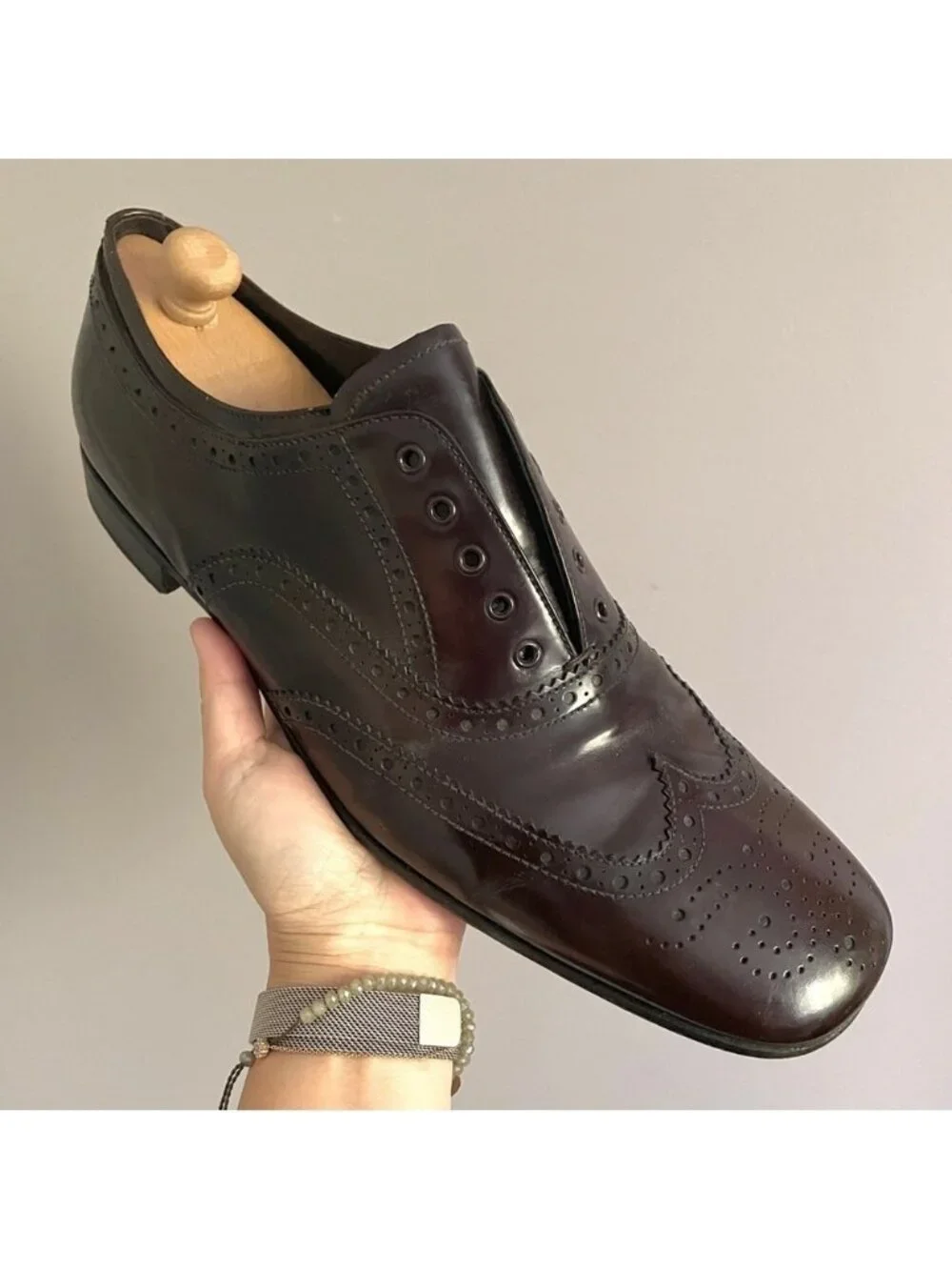 Prada Brown Leather Wingtip Brogues Dress Shoes - 9.5 🇮🇹